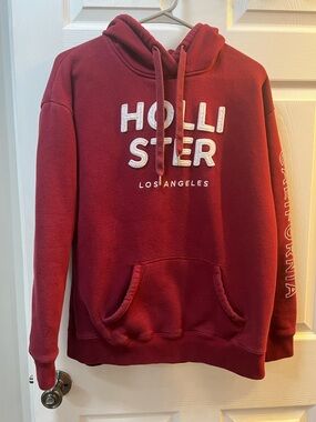 Hollister Men's Crewneck Hoodie in Deep Burgundy
